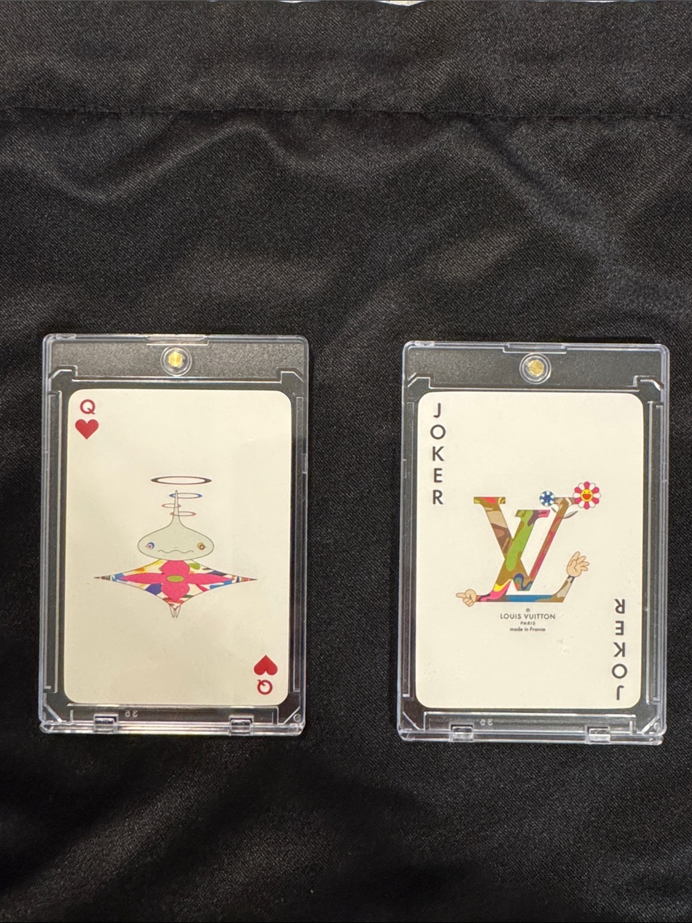 Louis Vuitton White Multicolor LV Logo Joker & Queen Card Set